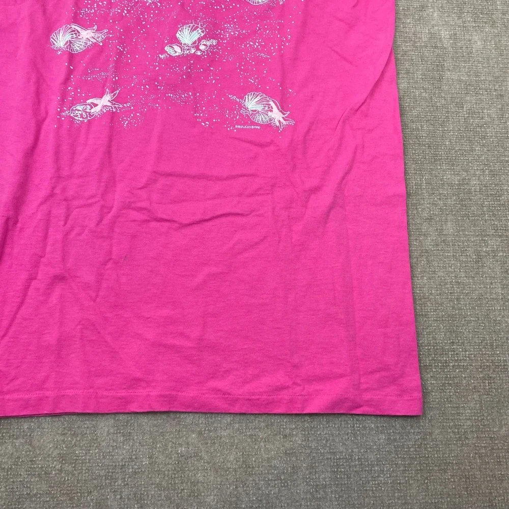 Woman's Sleep Shirt One Size Pink Seashell Starfish Beach Single Stitch USA Made